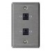 Tapa Placa Metálica Acero Inox 2 Puertos Cat6 Crimpado